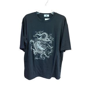 No Brand Mens Dragon Black/ Gray Tee Shirt Sz M NWT